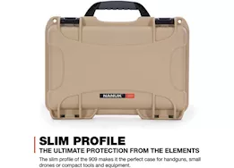 Nanuk 909 waterproof hard case w/foam - tan, interior: 11.4 x 7 x 3.7in