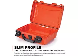 Nanuk 909 waterproof hard case - orange, interior: 11.4 x 7 x 3.7in