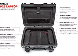 Nanuk 923 waterproof hard case w/laptop kit, w/strap - graphite, interior: 16.7 x 11.3 x 5.4in