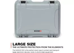 Nanuk 930 waterproof hard case w/padded divider - silver, interior: 18 x 13 x 6.9in