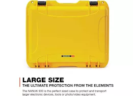 Nanuk 930 waterproof hard case w/lid org. - w/divider - yellow, interior: 18 x 13 x 6.9in