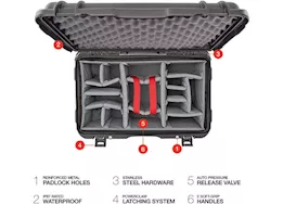 Nanuk 938 waterproof hard case w/padded divider - black, interior: 21.5 x 12.5 x 11.6in