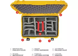 Nanuk 938 waterproof hard case w/padded divider - yellow, interior: 21.5 x 12.5 x 11.6in