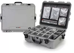 Nanuk 945 waterproof hard case w/lid org./divider - silver, interior: 22 x 17 x 8.2in