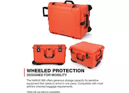 Nanuk 960 waterproof hard case - orange, interior: 22 x 17 x 12.9in