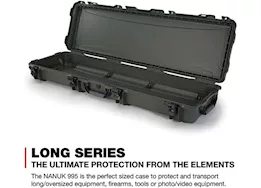 Nanuk 995 waterproof hard case - olive, interior: 52 x 14.5 x 6in