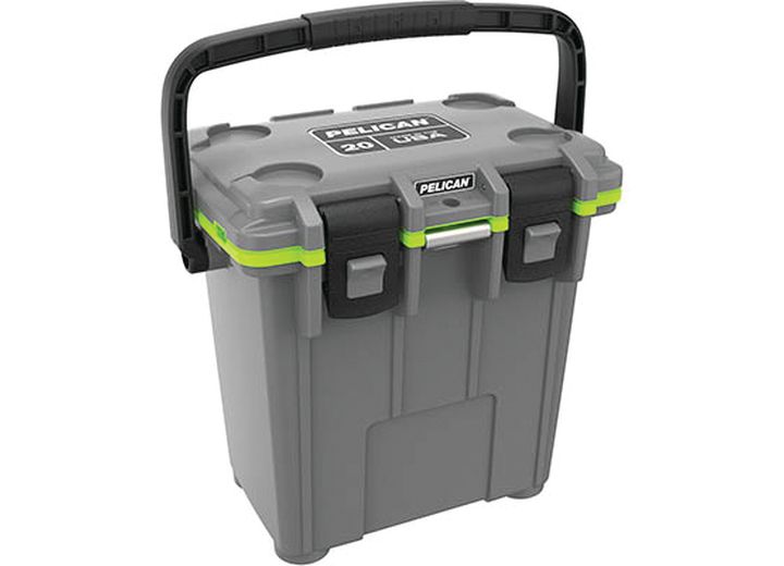 PELICAN 20-QUART ELITE COOLER WITH FOLD DOWN CARRY HANDLE - DARK GRAY/GREEN