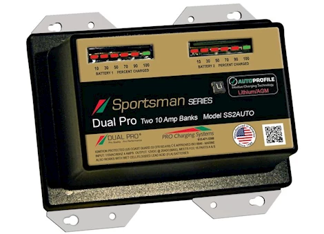 PRO Charging Systems DUAL PRO SPORTSMAN SRS LITHIUM/AGM TWO BANK 12V/10A SEALED WATERPROOF CHARGER
