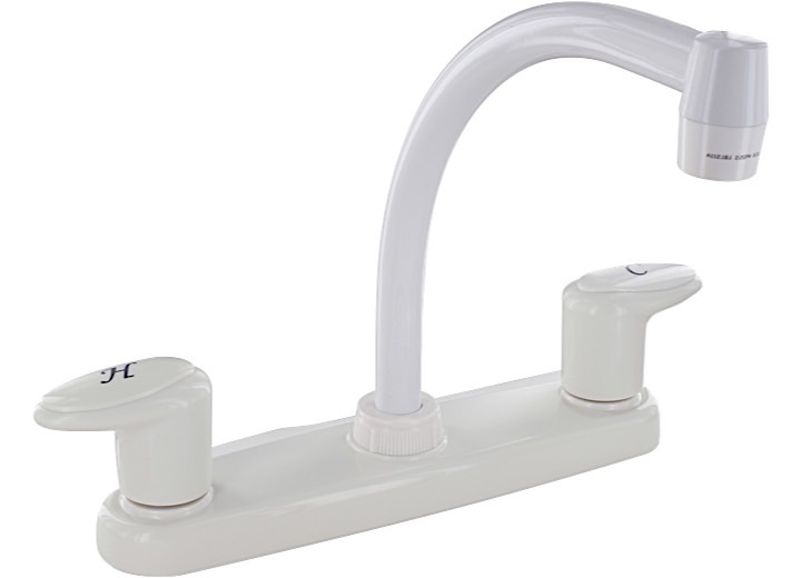 Valterra Products LLC KITCHEN FAUCET, 8IN HI-ARC, 2 LEVER, 1/4 TURN, PLASTIC, WHITE
