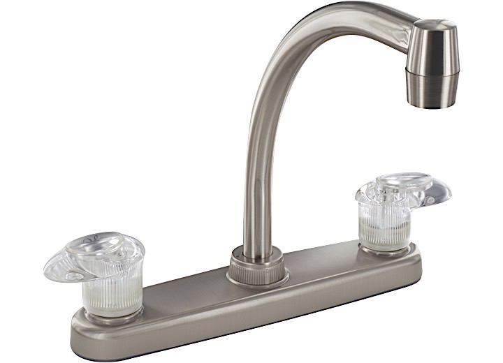 Valterra Products LLC KITCHEN FAUCET, 8IN HI-ARC, 2 LEVER, 1/4 TURN, PLASTIC, BRUSHED NICKEL
