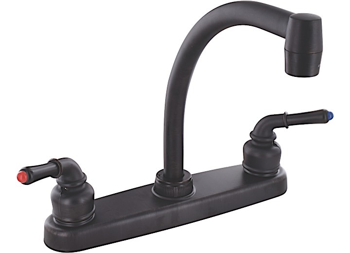 Valterra Products LLC KITCHEN FAUCET, 8IN HI-ARC, 2 LEVER TEACUP, 1/4 TURN, PLASTIC, RUBBED BRONZE