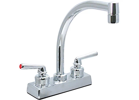 Valterra Products LLC LEDGE FAUCET, 4IN HI-ARC, 2 LEVER TEACUP, PLASTIC, CHROME