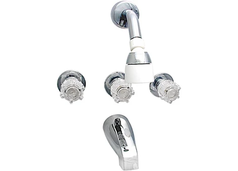 Valterra Products LLC Tub/shower faucet, shower head kit, 8in, 3 knob, brass, chrome Main Image