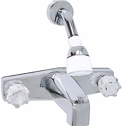 Valterra Products LLC TUB/SHOWER DIV FAUCET, SHOWER HEAD KIT, 8IN, 2 KNOB, PLASTIC/BRASS, CHROME