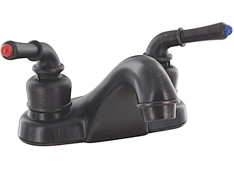 Valterra Products LLC BATHROOM FAUCET, 4IN LOW-ARC, 2 LVR TCUP, 1/4 TURN, PLASTIC, RUBBED BRONZE