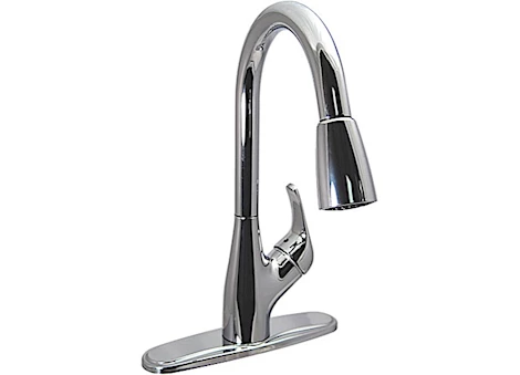 Valterra Products LLC Kitchen faucet w/ spray shut-off, 8in pull dwn hybrid, ceramic disc, chrome Main Image