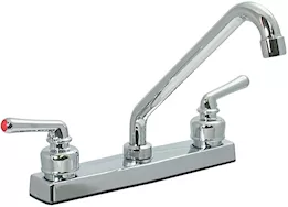 Valterra Products LLC Kitchen faucet, 8in hi-rise tubular, 2 lever teacup, brass/plastic, chrome