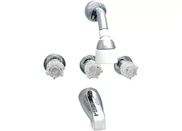 Valterra Products LLC Tub/shower faucet, shower head kit, 8in, 3 knob, brass, chrome