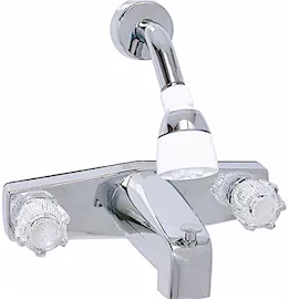 Valterra Products LLC Tub/shower div faucet, shower head kit, 8in, 2 knob, plastic/brass, chrome