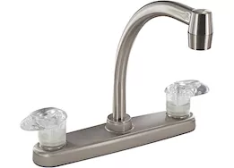 Valterra Products LLC Kitchen faucet, 8in hi-arc, 2 lever, 1/4 turn, plastic, brushed nickel