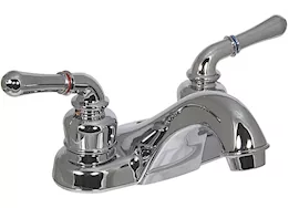 Valterra Products LLC Bathroom faucet, 4in low arc, 2 lever teacup, 1/4 turn, plastic, chrome