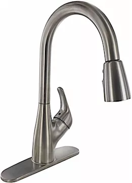 Valterra Products LLC Kitchen faucet w/ spray shut-off, 8in hybrid, ceramic disc, brushed nickel