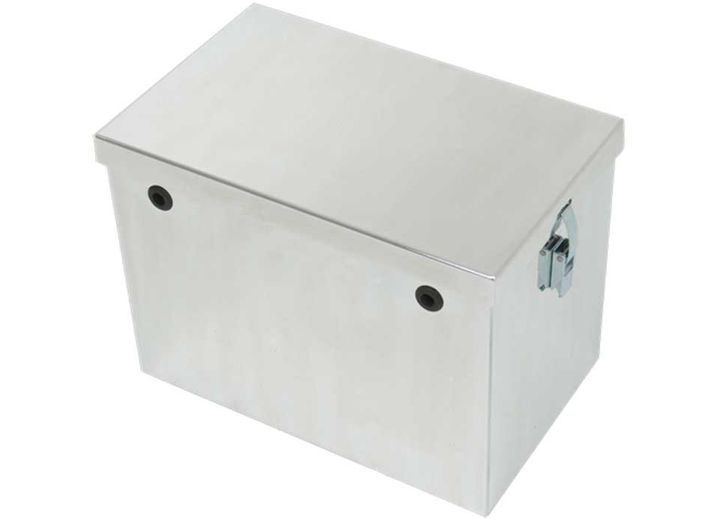TRAILER BATTERY BOX - ALUMINUM, LATCHING LID; ID: 13-7/8IN X 10-7/16IN X 8-1/2IN