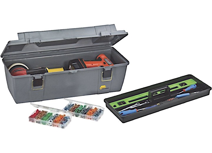 26IN  SHALLOW GRAB N GO TOOL BOX, SILVER GRAY