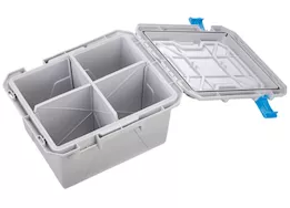 Plano Marine water resistant bin storage box, gray w/blue abs latches