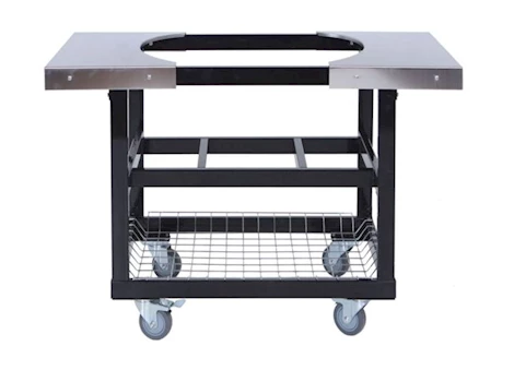 Primo Metal Cart Base with Basket & Stainless Steel Side Shelves for Primo Large & XL Oval Grill Head Main Image