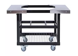 Primo Metal Cart Base with Basket & Stainless Steel Side Shelves for Primo Large & XL Oval Grill Head