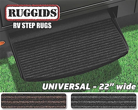 Prest-O-Fit Ruggids universal rv step rug 22 in. wide - charcoal black Main Image