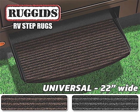 Prest-O-Fit RUGGIDS UNIVERSAL RV STEP RUG 22 IN. WIDE - COFFEE BROWN