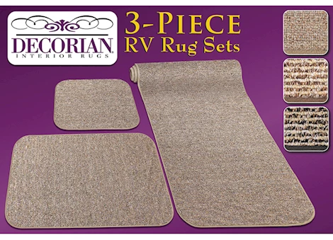 Prest-O-Fit 3 PIECE RV RUG SET WITH 6FT HALL RUNNER (STYLE A) - SANDSTONE
