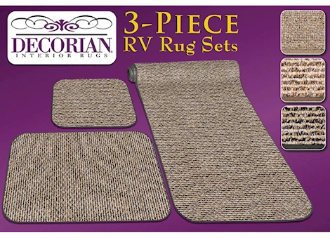 Prest-O-Fit 3 PIECE RV RUG SET WITH 6FT HALL RUNNER (STYLE A) - PEPPERCORN