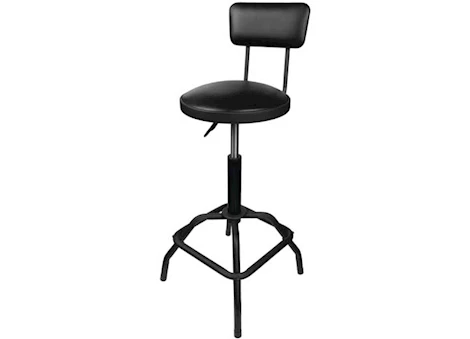 Performance Tool Pneumatic stool w/ removable backrest, heavy duty steel tubing, matte black Main Image