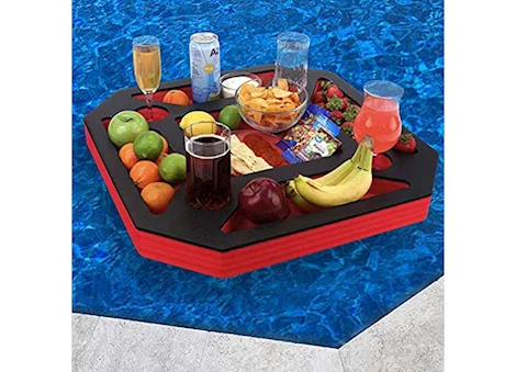 Polar Whale Floating Drink Holder Refreshment Table Tray, Red/Black, 2 ft