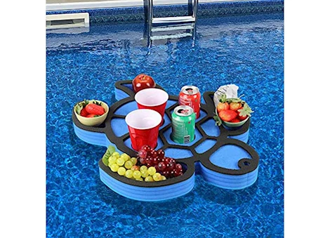 Polar Whale Floating Sea Turtle Drink Holder Refreshment Table Tray, Blue/Black