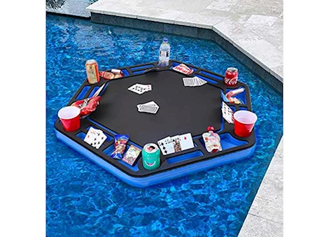 Polar Whale Floating Hexagon Poker Table, Blue/Black, 3 ft