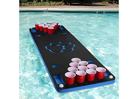 Polar Whale Products FLOATING BEER PONG GAME TABLE 6FT LONG BLUE AND BLACK PAW PRINT