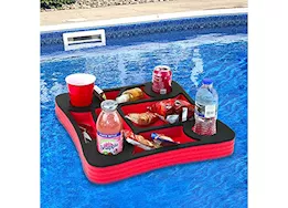 Polar Whale Floating Square Drink Holder and Refreshment Table, Red/Black, 17.5"