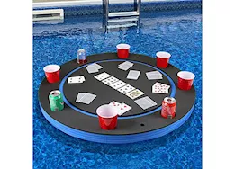 Polar Whale Floating Round Card Game Table, Blue/Black