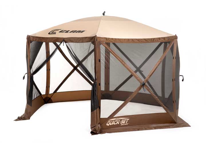 QUICK-SET ESCAPE 6-SIDED SCREEN SHELTER - BROWN/TAN