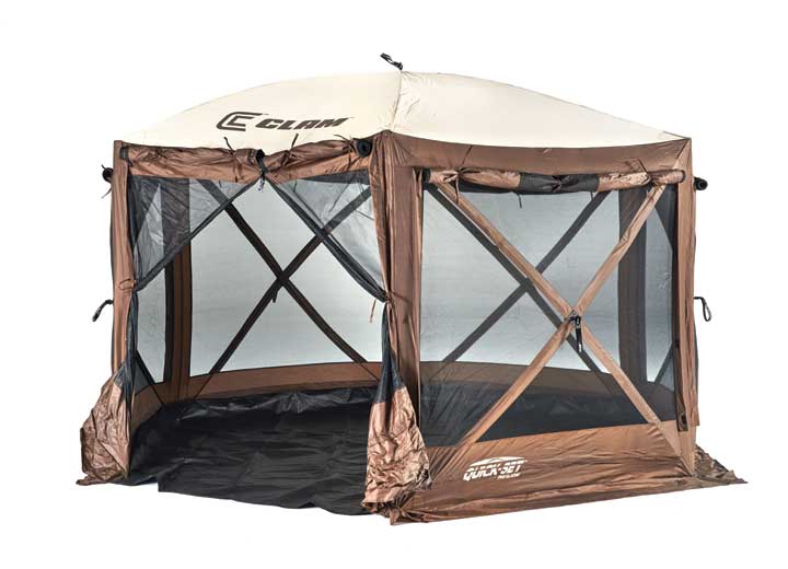 QUICK-SET BY CLAM PAVILION CAMPER SCREEN SHELTER – BROWN/TAN