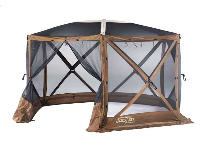 QUICK-SET ESCAPE SKY 6-SIDED SHELTER WITH SCREEN ROOF & SIDES - BROWN
