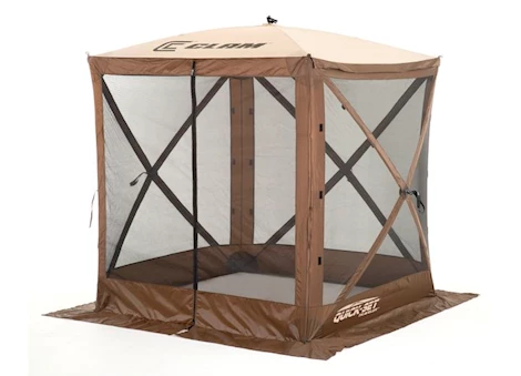 Quick-Set by Clam Traveler 4-Sided Screen Shelter - Brown with Tan Roof & Black Mesh