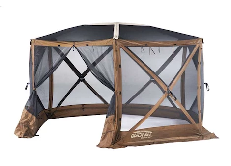 Quick-Set by Clam Escape Sky 6-Sided Shelter with Screen Roof & Sides - Brown