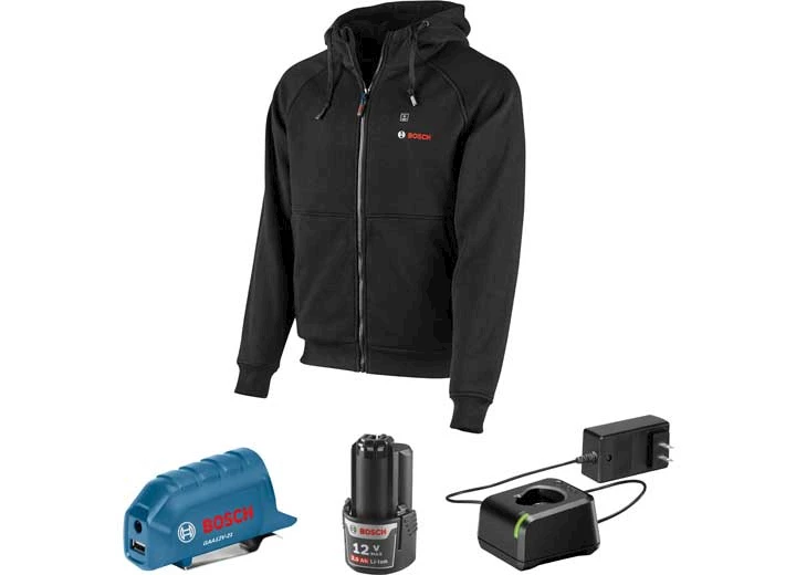 Robert Bosch Tool Company 12v max heated hoodie kit w/ 1- 2 ah battery, charger & holster - 3xl Main Image