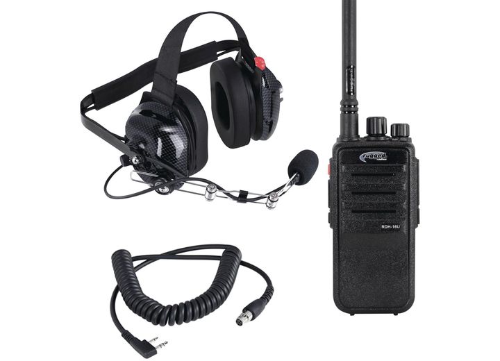 Rugged Radios Rdh 5watt uhf digital handheld radio crew chief-spot kit w/carbon fiber headset Main Image