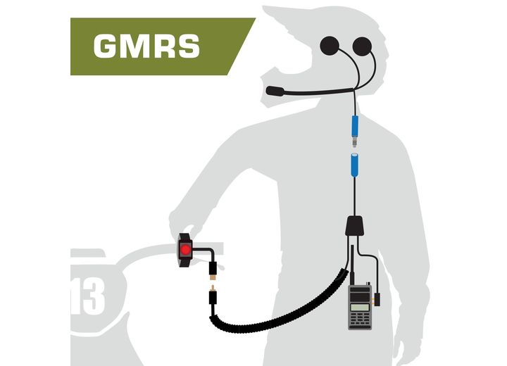 Rugged Radios Moto max kit with gmr2 handheld radio - helmet kit, harness, and handlebar push- Main Image